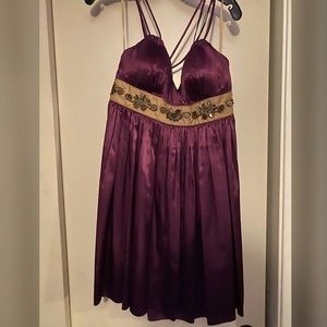 Purple and gold mini dress